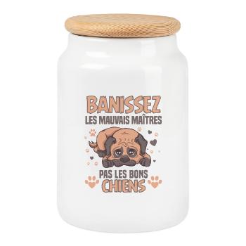 Elevage Canin Chiot Mignon Education - Boîte à biscuits avec couvercle en bois - blanc - Devant