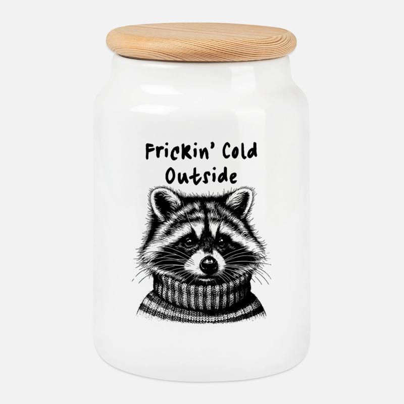 Frickin Cold Outside Waschbär - Keksdose mit Holzdeckel - Weiß