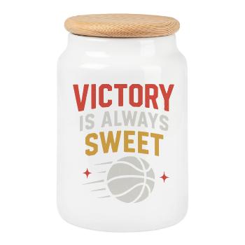 Design Basketball Victory Motivation - Cookie Jar with Wooden Lid - white - Front