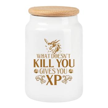 What doesn't Kill You gibt Ihnen XP RPG Gamer Humor - Keksdose mit Holzdeckel - Weiß - Vorne