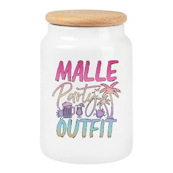 Mallorca Party Outfit - Keksdose mit Holzdeckel - Weiß - Vorne