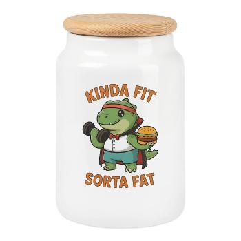 Kinda Fit Sorta Fat Funny Gym Cute Hippo Retro - Keksdose mit Holzdeckel - Weiß - Vorne