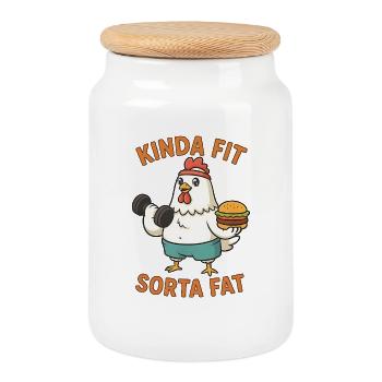 Kinda Fit Sorta Fat Funny Gym Cute Hippo Retro - Keksdose mit Holzdeckel - Weiß - Vorne