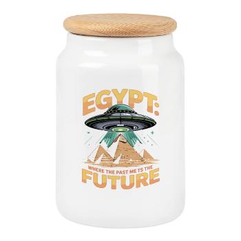 Egypt Egypt Where The Past Meets The Future - Cookie Jar with Wooden Lid - white - Front