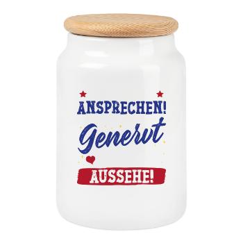 Malle NE PARLEZ PAS Fête de Majorque Drôle - Boîte à biscuits avec couvercle en bois - blanc - Devant