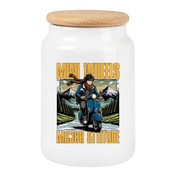 Roues de scooter Major Attitude Kick Scooter - Boîte à biscuits avec couvercle en bois - blanc - Devant