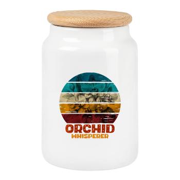 Orchidee Flüsterer Design - Keksdose mit Holzdeckel - Weiß - Vorne