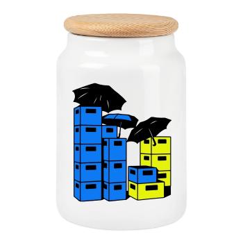 Art de la caisse de bière - Boîte à biscuits avec couvercle en bois - blanc - Devant