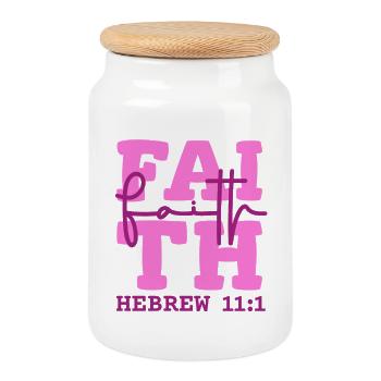 Faith Glaube Hoffnung Jesus Christliches Design - Keksdose mit Holzdeckel - Weiß - Vorne