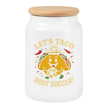 Parlons de football - Boîte à biscuits avec couvercle en bois - blanc - Devant
