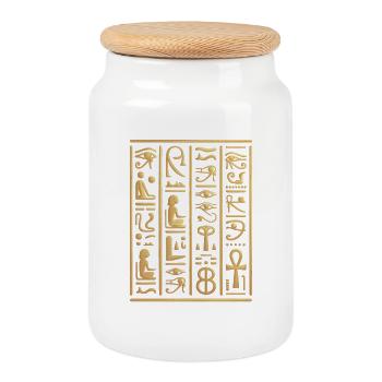 Hiéroglyphes égyptiens Pyramide d'Égypte - Boîte à biscuits avec couvercle en bois - blanc - Devant