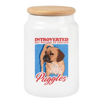 Puggle Dogs Dog Owner Gift - Cookie Jar with Wooden Lid - white - Front