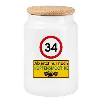 34 Ab jetzt nur noch Hopfensmoothie - Keksdose mit Holzdeckel - Weiß - Vorne