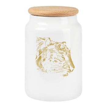 Elegant and Wild Tiger - Cookie Jar with Wooden Lid - white - Front