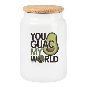 Avocado Wordplay Funny Food Lover  - Cookie Jar with Wooden Lid - white - Front
