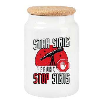 Astrologer Star Signs Before Stop Signs Astronomer - Keksdose mit Holzdeckel - Weiß - Vorne