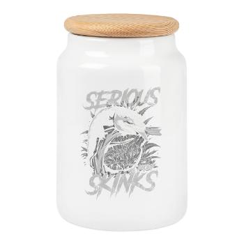 Serious About Blue Tongue Skinks Reptile Keeper - Cookie Jar with Wooden Lid - white - Front