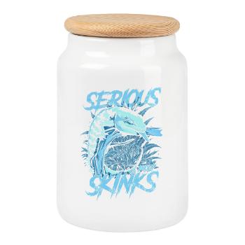 Gardien de reptiles sérieux au sujet des scinques à langue bleue - Boîte à biscuits avec couvercle en bois - blanc - Devant