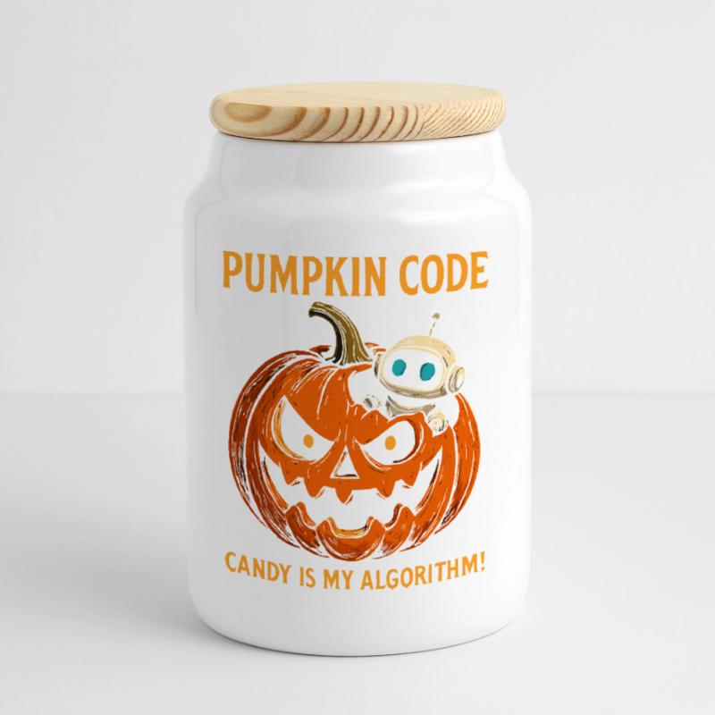 Pumpkin Code: Candy is My Algorithm! Cookie Jar with Wooden Lid