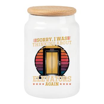 Elevator toddler & kids - Cookie Jar with Wooden Lid - white - Front