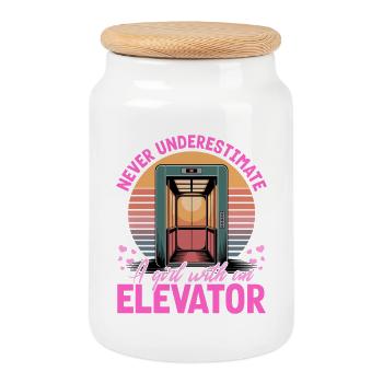 Elevator toddler & kids - Cookie Jar with Wooden Lid - white - Front