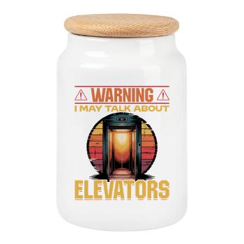 Elevator toddler & kids - Cookie Jar with Wooden Lid - white - Front