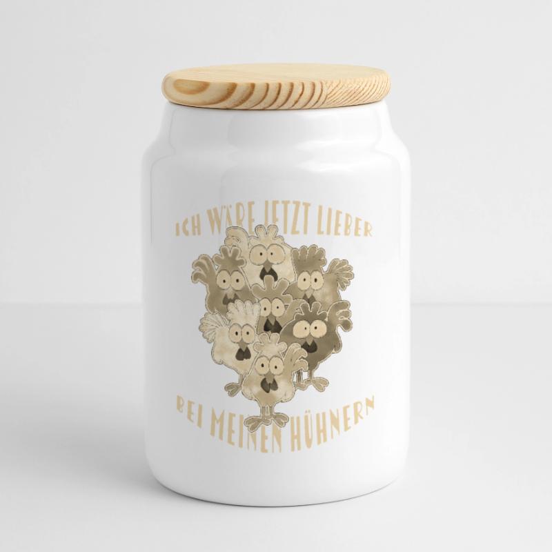  Hühner Spruch Keksdose mit Holzdeckel