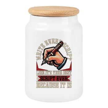 Screenwriter Write Every Script Like Scripwriting - Cookie Jar with Wooden Lid - white - Front