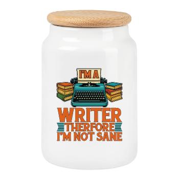 Scénariste Je suis écrivain donc je suis amoureux des livres - Boîte à biscuits avec couvercle en bois - blanc - Devant