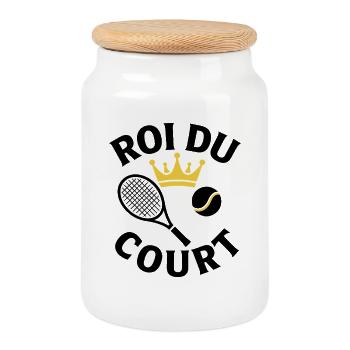 König des Platzes Geschenk Tennisspieler - Keksdose mit Holzdeckel - Weiß - Vorne