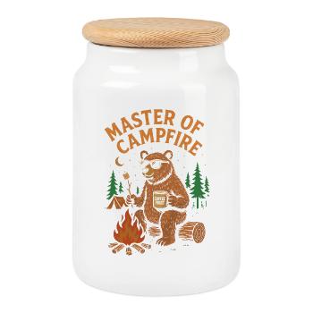 Maître du feu de camp - Boîte à biscuits avec couvercle en bois - blanc - Devant