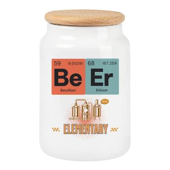 Science-Inspired Elemental BeerT-Shirt Design - Cookie Jar with Wooden Lid - white - Front