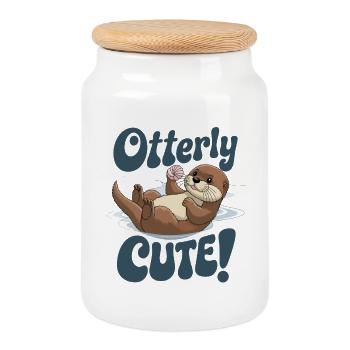 Otterly Loutre mignonne avec coquille - Boîte à biscuits avec couvercle en bois - blanc - Devant