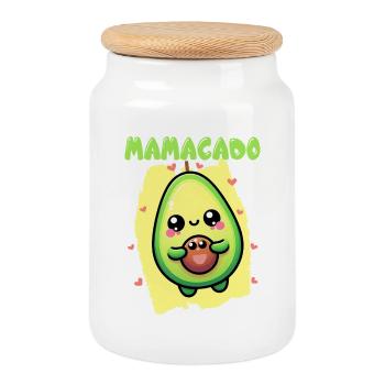 Mamacado Avocado Lover Mother's Day - Cookie Jar with Wooden Lid - white - Front