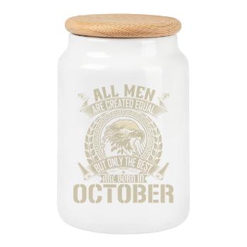 Aigle de l’Égalité October Design - Boîte à biscuits avec couvercle en bois - blanc - Devant