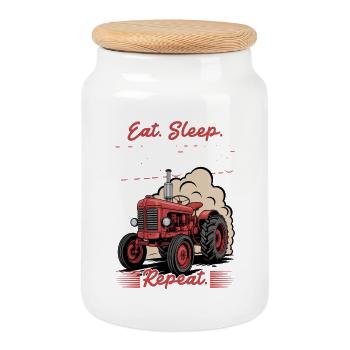 Tracteur Enfants Ferme Mode de vie - Boîte à biscuits avec couvercle en bois - blanc - Devant