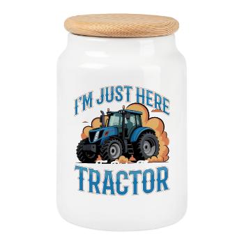Tracteur Enfants Ferme Mode de vie - Boîte à biscuits avec couvercle en bois - blanc - Devant