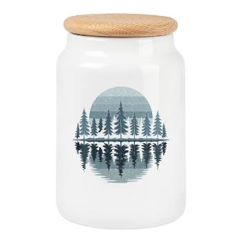 Bäume, Wald, Natur, Wildnis, Outdoor, Sunset - Keksdose mit Holzdeckel - Weiß - Vorne