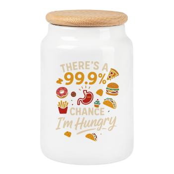Il y a 99,9 % de chances que j'aie faim - Boîte à biscuits avec couvercle en bois - blanc - Devant