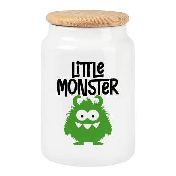 Kleines Monster - Keksdose mit Holzdeckel - Weiß - Vorne