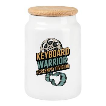 Screenwriter Keyboard Warrior Screenplay Writing - Cookie Jar with Wooden Lid - white - Front