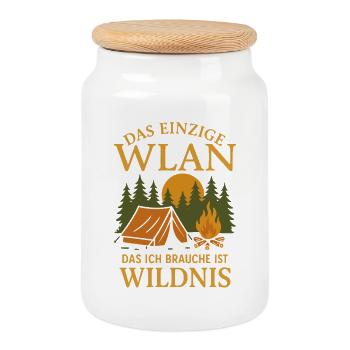 Le seul wifi est le Wilderness Camping Nature - Boîte à biscuits avec couvercle en bois - blanc - Devant