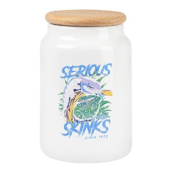 Serious About Blue Tongue Skinks Since 1958 - Cookie Jar with Wooden Lid - white - Front