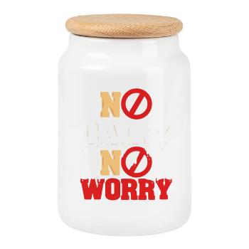 Lactose intolerance No Dairy No Worry - Cookie Jar with Wooden Lid - white - Front