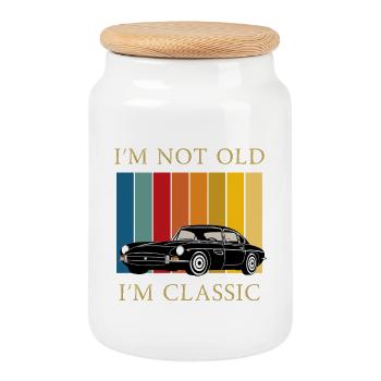Classic Car Humor  - Keksdose mit Holzdeckel - Weiß - Vorne
