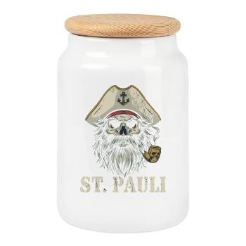 St.Pauli Kiez Hamburg Totenkopf Sankt Pauli - Boîte à biscuits avec couvercle en bois - blanc - Devant