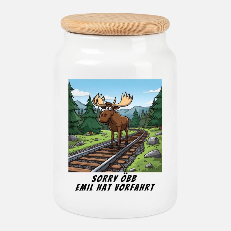 Sorry Bahn - Emil hat hier Vorfahrt - Keksdose mit Holzdeckel - Weiß