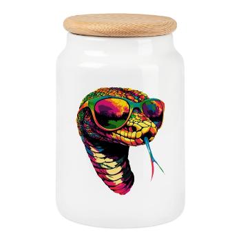 Schlange Python Kobra Klapperschlange Schlangen - Keksdose mit Holzdeckel - Weiß - Vorne