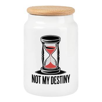 Unique Hourglass with Bold Text - Cookie Jar with Wooden Lid - white - Front