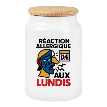 Expression of Allergic Reaction Monday - Cookie Jar with Wooden Lid - white - Front
